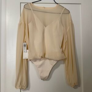 Aritzia Wilfred Cream Balmont Bodysuit Blouse